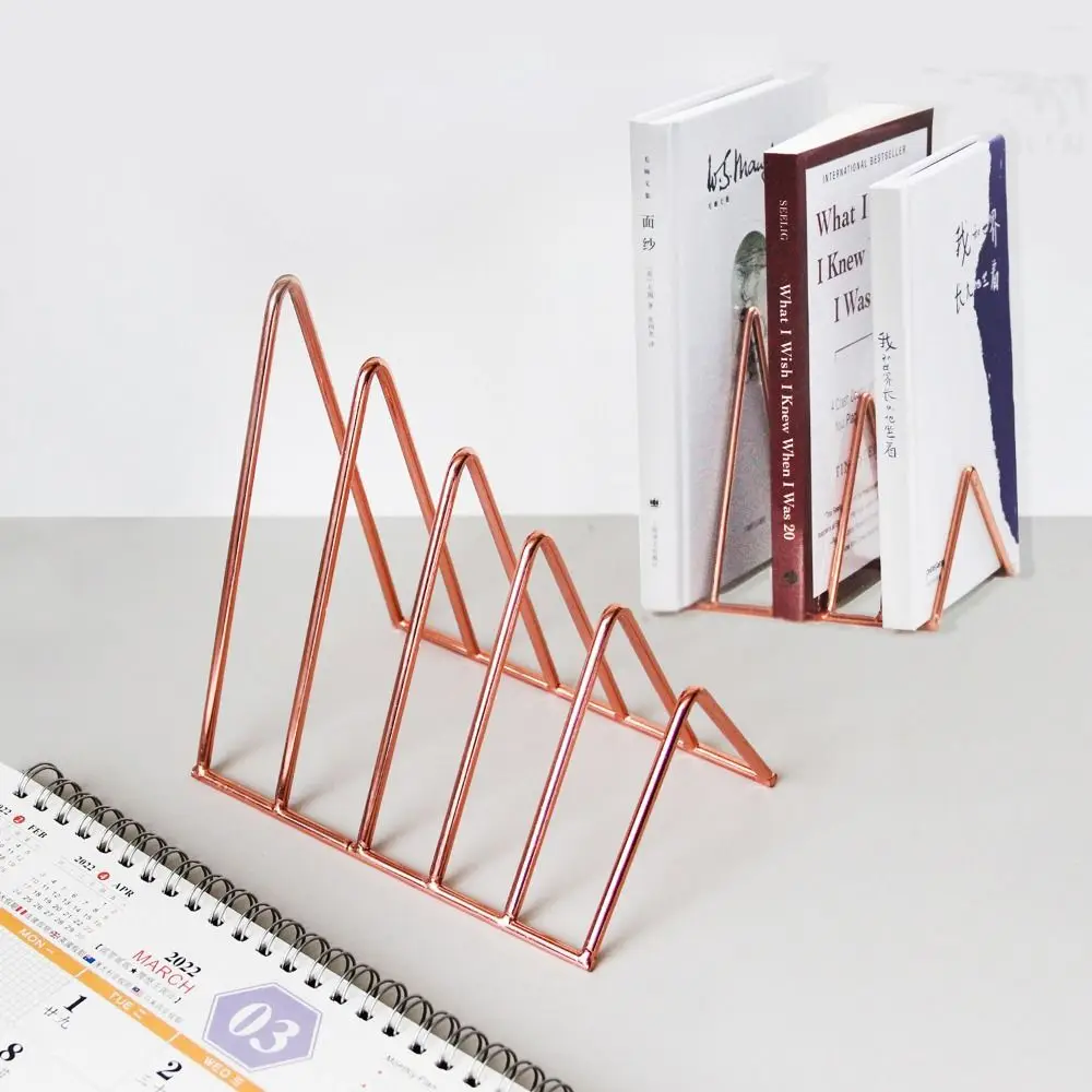 

Desktop Organizer Magzine Holder School Office Supplies Desk Storage Book Holder Triangle Bookend Record Rack Iron Book Stand