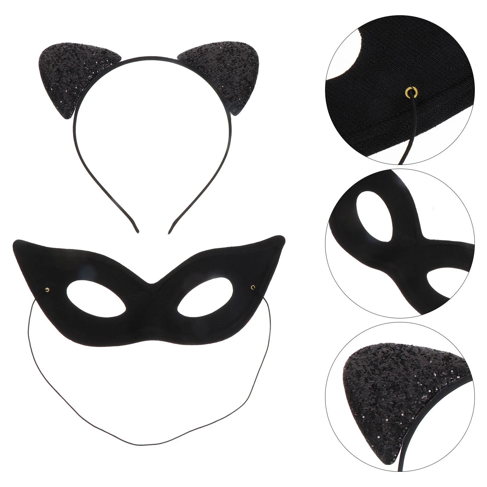 Cat Ears Headband Women Eye Mask Party Costume Headgear Female Decorative Hairband Miss Cosplay Prop