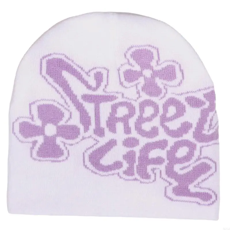 2026 New Winter Warm Skull Cap Jacquard Pattern Acrylic Brimless 2000s Fashion Pullover Hat