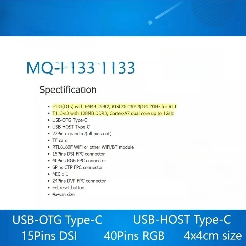 

MQ-R F133 T113 MQ-Dual MQ Development Board