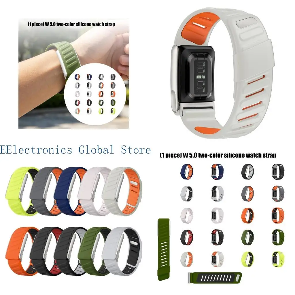 462B Modern Double Tone Silicone Replacement Straps Lightweight Fitness Trackers Band Multiple Size Option for 5.0/5.0MG