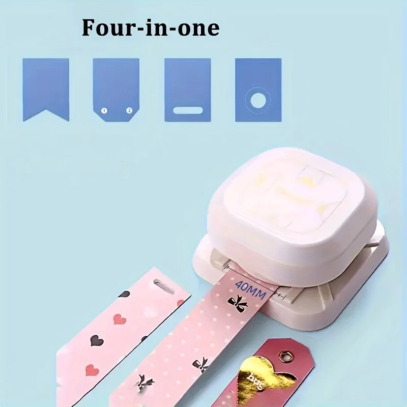 1 PC 4-in-1 Hole Punch,มัลติฟังก์ชั่นเครื่อง,ทําป้ายทําด้วยมือ,ป้ายเครื่อง