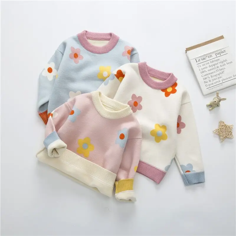 

0-6Yrs Baby Girls Knit Sweater Clothes 2024 New Toddler Infant Newborn Knitwear Soft AUTUMN Long Sleeve Baby Pullover Tops