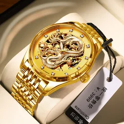 Top Brand Luxury Automatic Mechanical Watches for Men Gold Dragon Watch Male Clock Waterproof Unique Gift Relogio Masculino