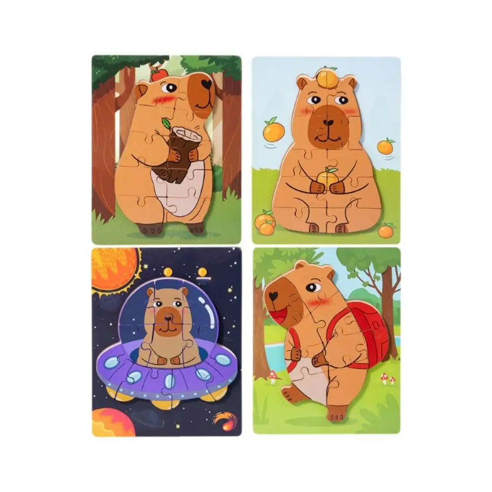 Capybala Kinder Holzpuzzle Cartoon Design Holzmaterial Tiere Puzzlespiel Tangram Form Puzzle Typ Lernpuzzle Spielzeug