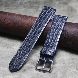 Exquisite Thin Crocodile Leather Watchbands Alligator Grain Watch Band Bracelet 18mm 19mm 20mm 21mm 22mm Dark Blue Soft Strap