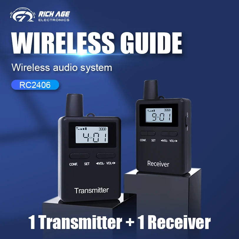 

Hot Sale RC 2406 Adudio Guide System 1 Black Transmitter Plus 1 Receiver With Microphone For Horseback Riding Church Instruction