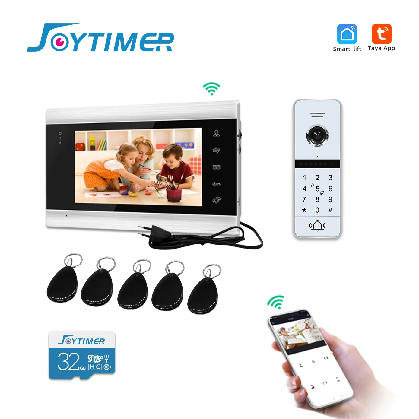 Joytimer WiFi Sistema de Vídeo Intercomunicador Sem Fio Para Casa Villa Apartamento Com Senha Controle de Acesso Vídeo Porteiro Residencial