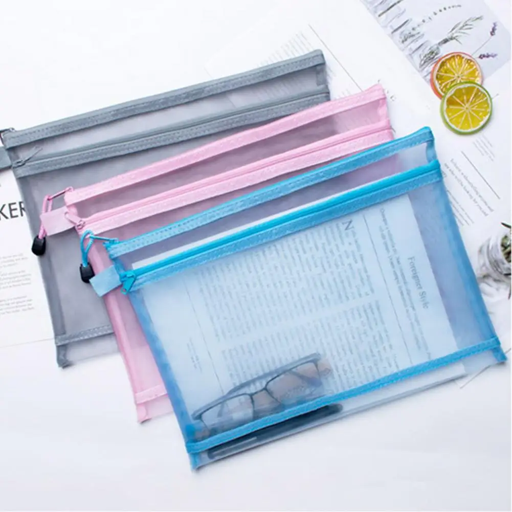 File Pouch Large Capacity Transparent Document Storage Bag with Zipper Closure Lanyard for Office Supplies Portable File Holder