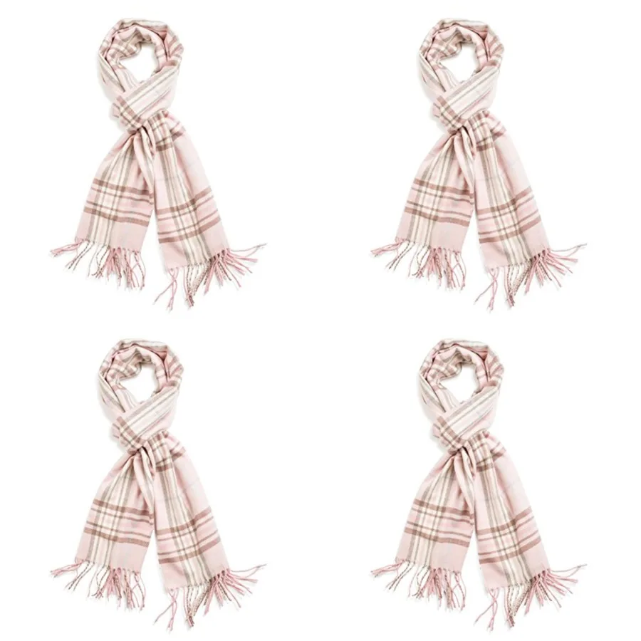 

Super Soft Classic Cashmere Feel Winter Scarf，Pink Brown Plaid