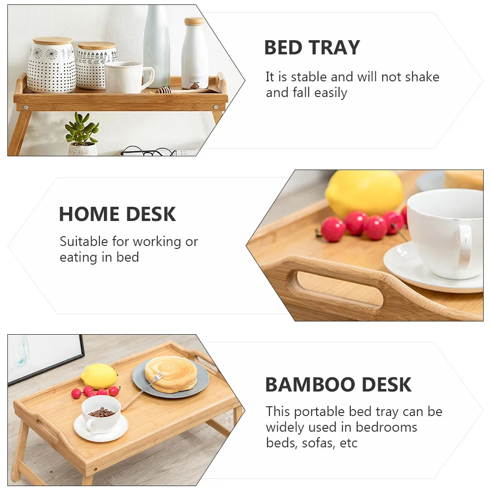 

1Pcs Folding Tray Bamboo Computer Desk Bed Table Laptop Stand for Breakfast Serving Bamboo Desk Bed Tray Laptop Table