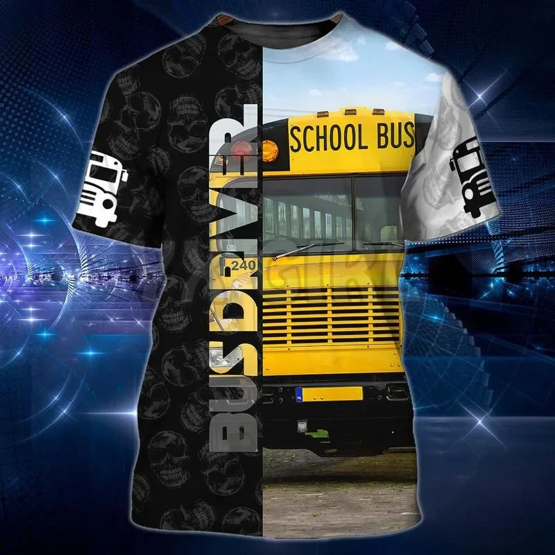 2024 Summer Fashion Men For Women t shirt School Bus Driver Skull 3D All Over Printed Tee Tops shirts Unisex Tshirt