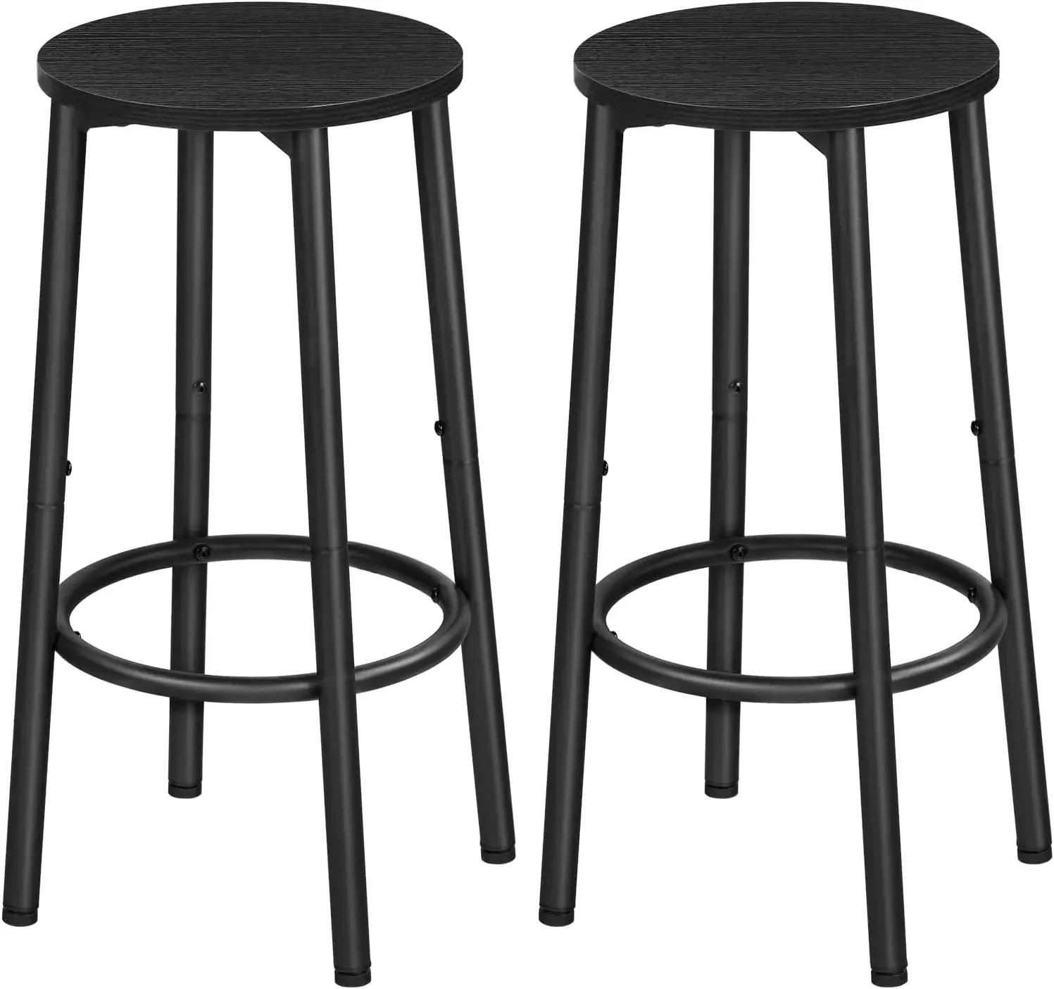 Bar Stools, Set of 2 Bar Chairs, Kitchen Round Height Stools with Footrest, Breakfast Bar Stools, Sturdy Steel Frame, for