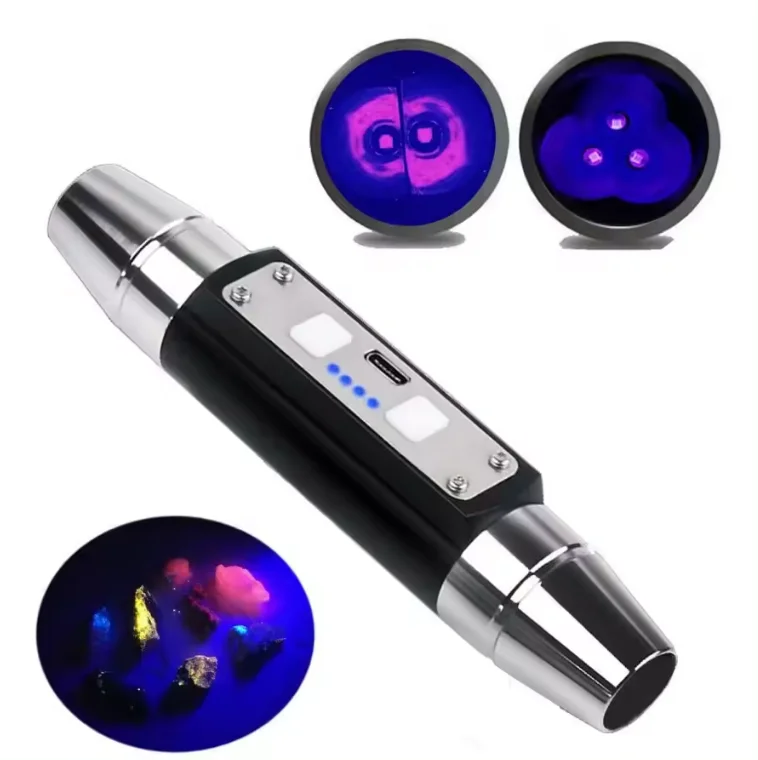 Z Shortwave UVC 254nm & Longwave  365nm 395nm UV Lamps USB Rechargeable Tagged Stamps Detector LED Flashlight With Black Filter