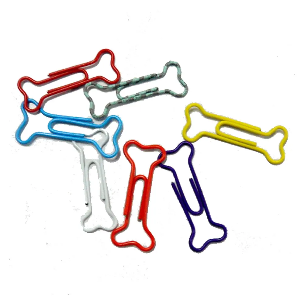 100pcs Bone Shape Multicolor Metal Paper Clips