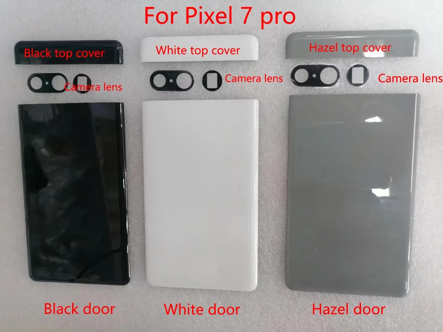 For Google Pixel 7 / 7 Pro Glass Battery Cover Rear Door Panel Housing Case With Camera Glass+Top cover Repair Parts