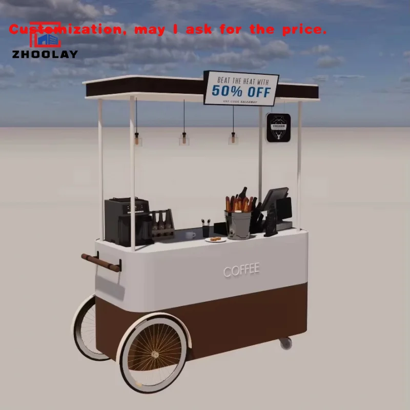 custom.Fast Food Handcart On Wheels Commercial Food & Beverage Bakery Coffee Books & Toys Shop