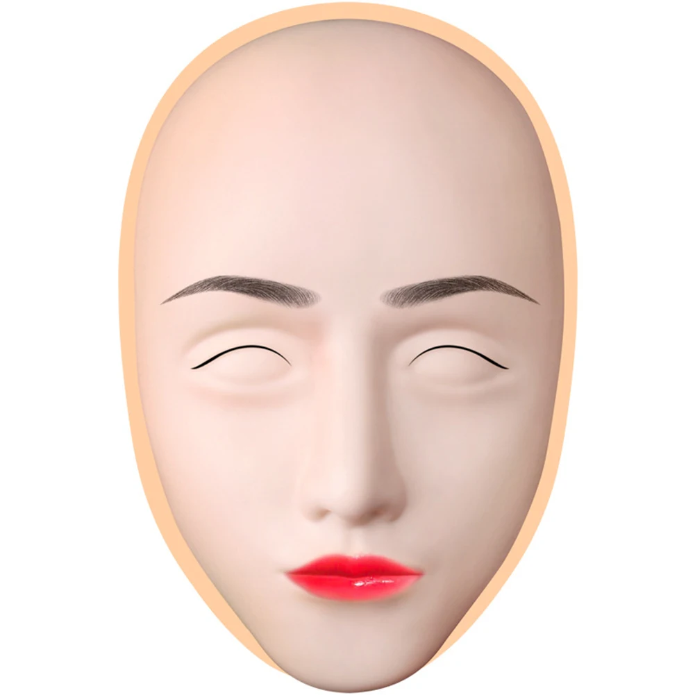 5D Makeup Practice Mask Silicone Facial Tattoo Training Head Permanent Makeup Lip Eyebrow Lash Tattoo Skin Mannequin Face Head