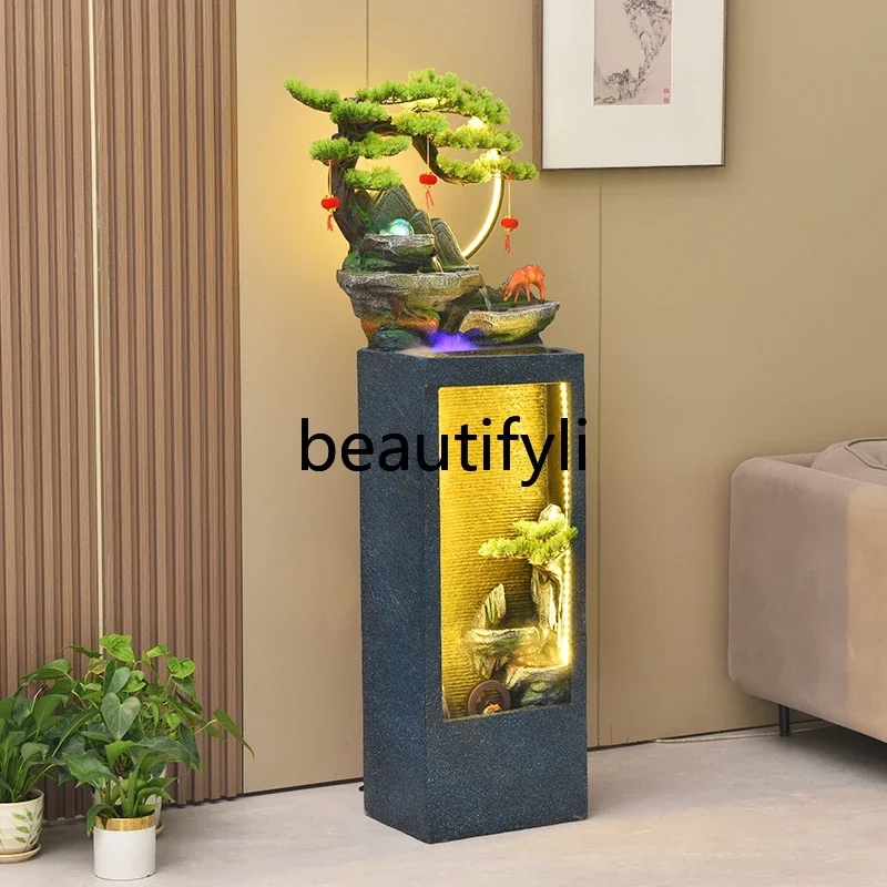 FG11Living room circulating water rockery floor-to-ceiling fountain water curtain wall screen partition water feature decoration