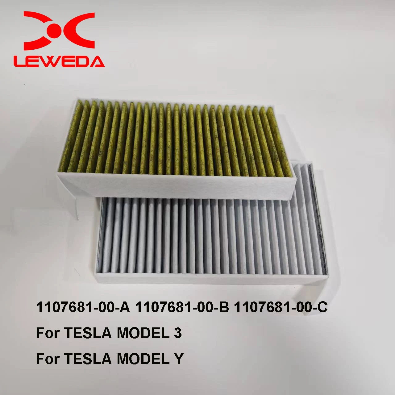 Leweda Electrostatic Cabin Air Filter 1107681-00-A for Tesla Model 3 Model X Replaces 110768100B 110768100C 1658375