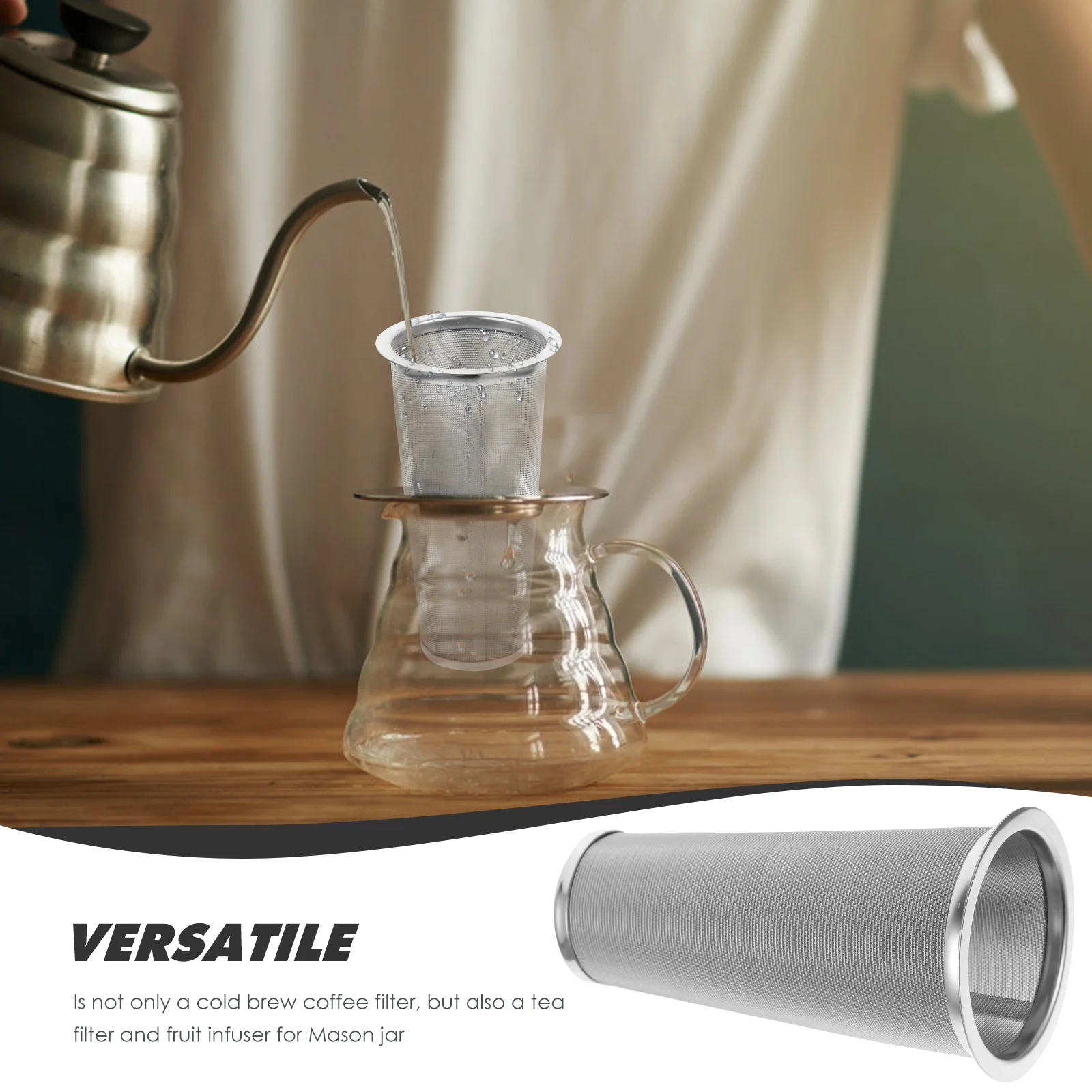 

Stainless Steel Coffee Filter Reusable Mesh Brew Tea Infuser Jar Accessory Cold Brew Fruit Juice Strainer Coffee Filter for Jar