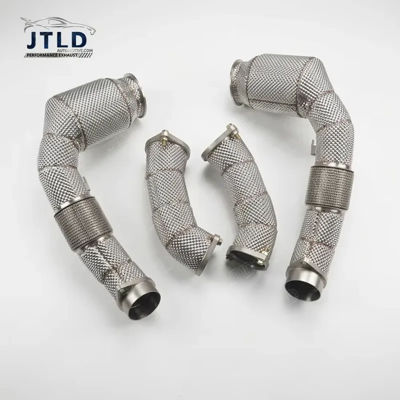 High Flow Catalytic Converter Exhaust Downpipe With Full Heat Shield for BMW X5 M60i XDrive 2024 Turbo Exhaust Upgrade