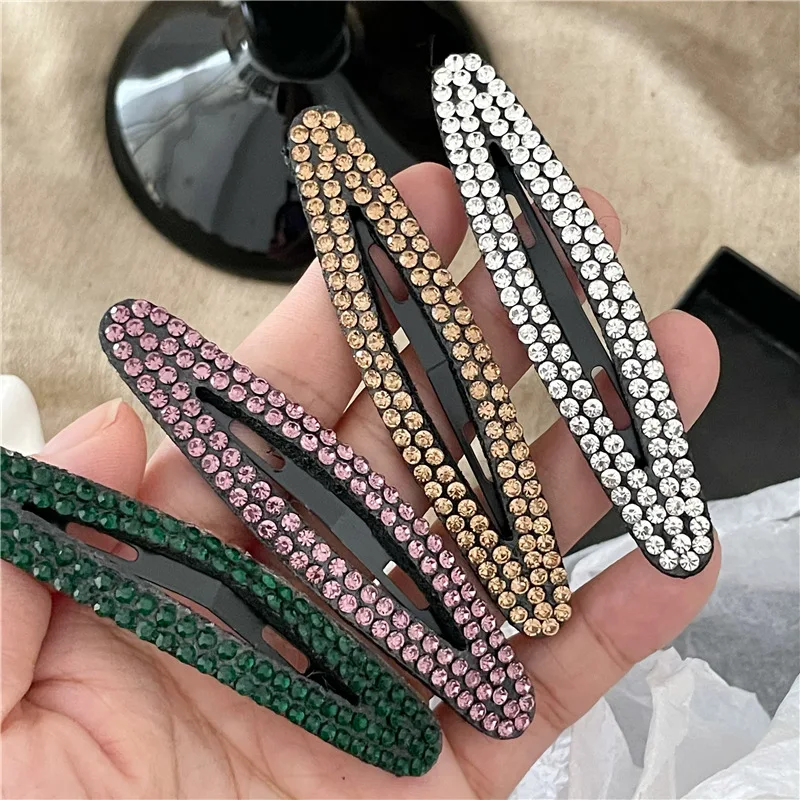 

New Crystal Hair Clips Barrettes Geometric Bling Bang Side Pins Hairpin Vintage Korean Women Girls Hair Accessories