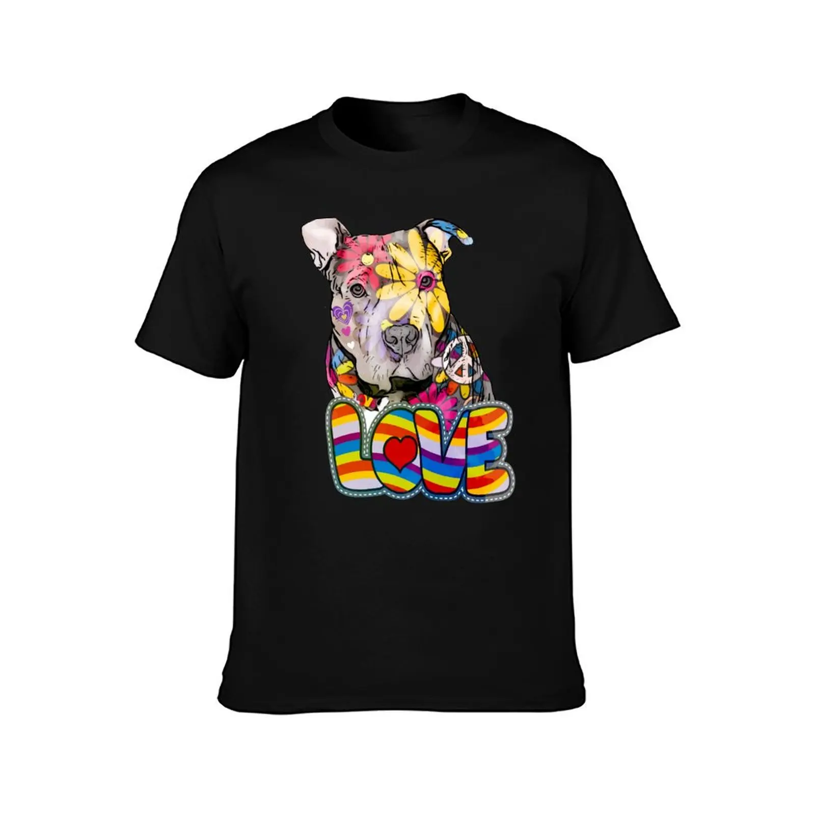 Peace Love and Pitbulls T-Shirt Casual Soft Cotton Short Sleeve Tee T-Shirt