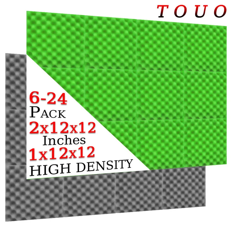 

TOUO 6/12/24pc Acoustic Foam Studio Soundproof Foam Acoustic Treatment Fireproof Wall Soundproofing High Density Home Decoration