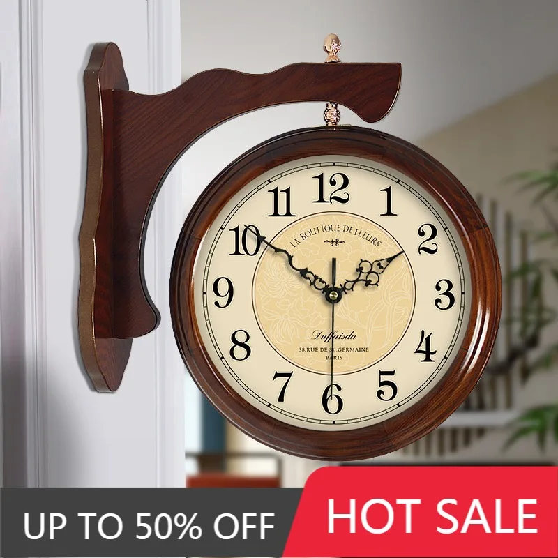 Double Sided Wall Clock Modern Wall Watch Silent Luxury Aesthetic Minimalist Large Clocks Elegant Living Room Watches Home Decor