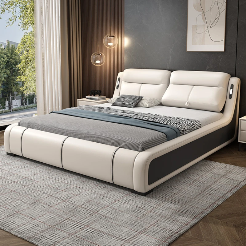 

Queen Kids Double Bed Modern Whitr Wood King Size Frame Double Bed Headboard Luxury Camas Matrimonial Furniture For Bedroom