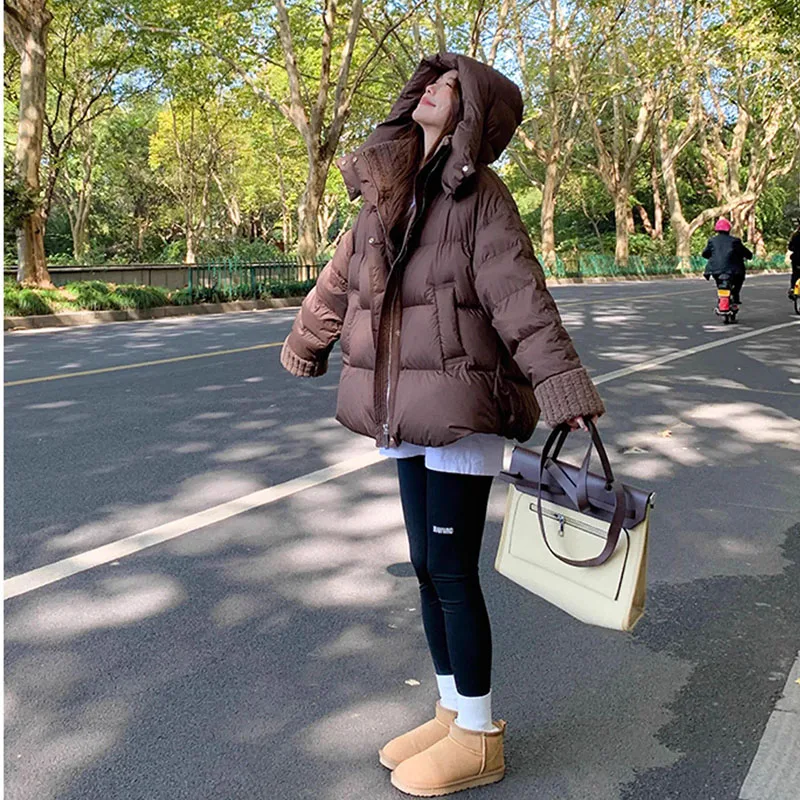 Lamb Wool Cotton Coats Women\'s 2025 New Winter Parkas Hooded Down Cotton Jacket Explosions Stitching Top Thickened Warm Outwear