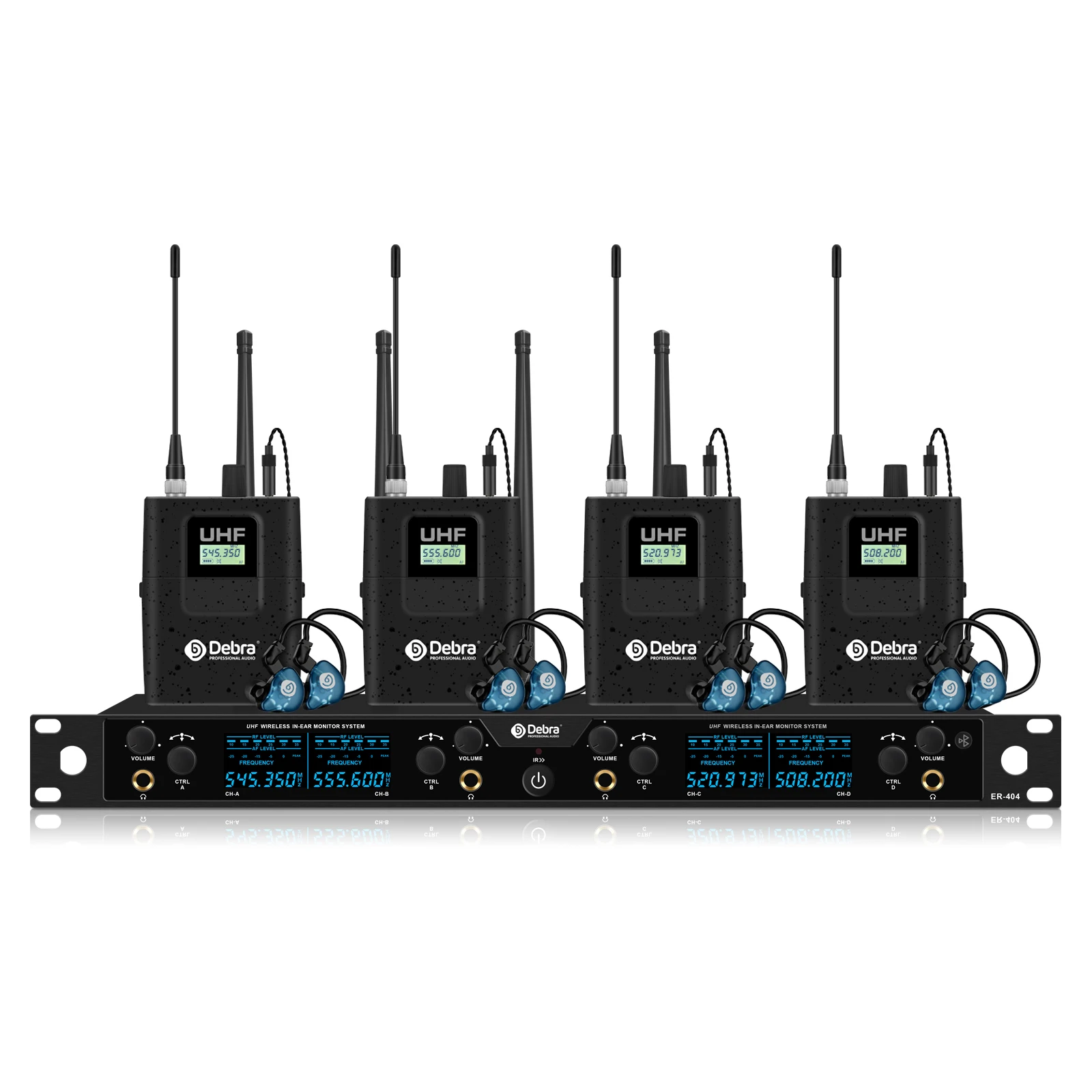 Debra ER-404 Professionelles In-Ear-Monitoring-System, Bluetooth 5.0, Infrarot-Kopplung, mit Mehrfach-Empfängern, für Theater – Detail 18
