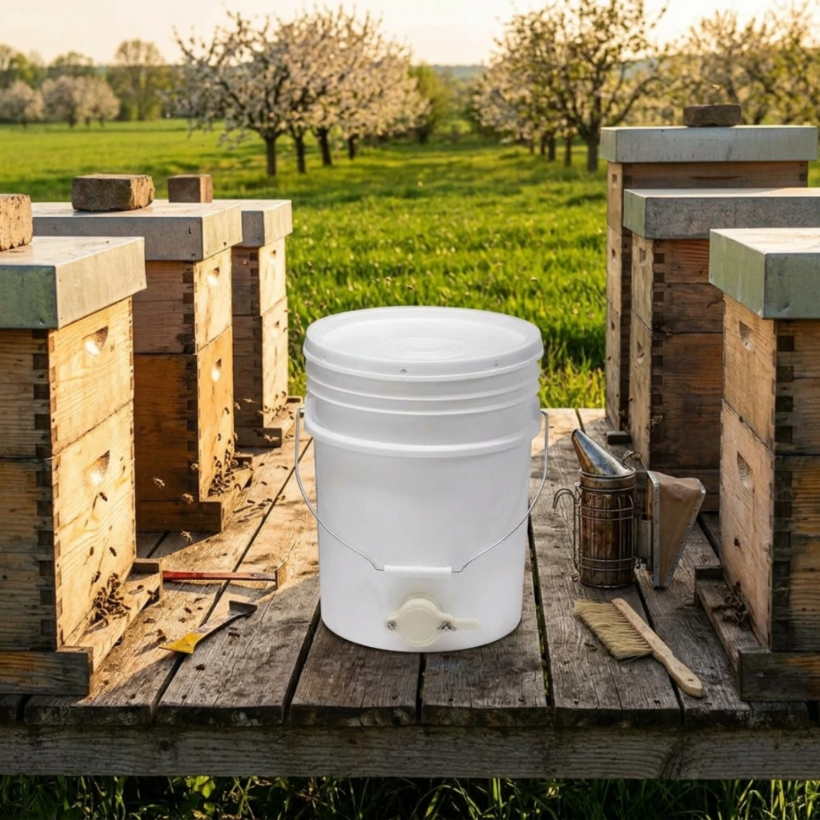 

Plastic Honey Pail with Spigot Sealing Lid Honey Pail with Gate Spigot Beekeeping Bottling Pail Convenient Carry Handle