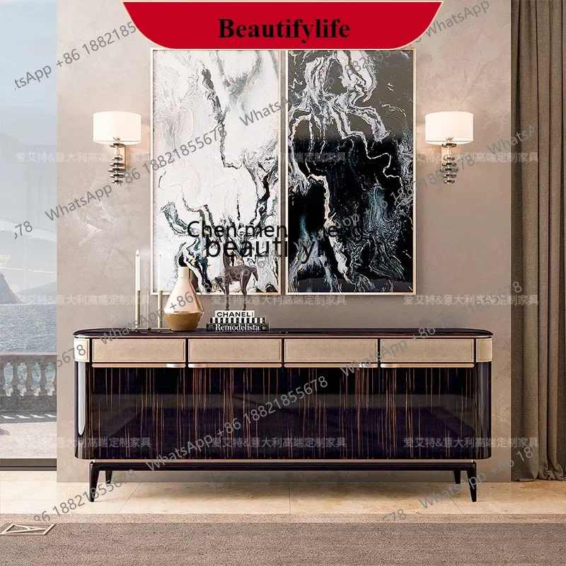 G153 S Entrance locker, black sandalwood paint high-end decorative cabinet, Hong Kong-style side cabinet