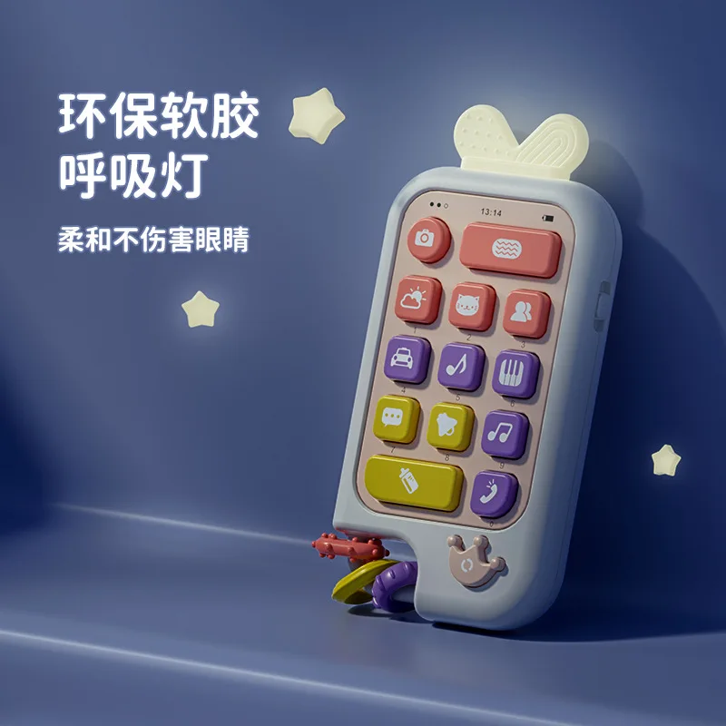 هاتف محمول لموسيقى الأطفال ثنائي اللغة ذو الزر الكبير يمكن أن يضطم هاتف محاكاة ألغاز التعليم المبكر من السيليكون للأولاد والبنات #2