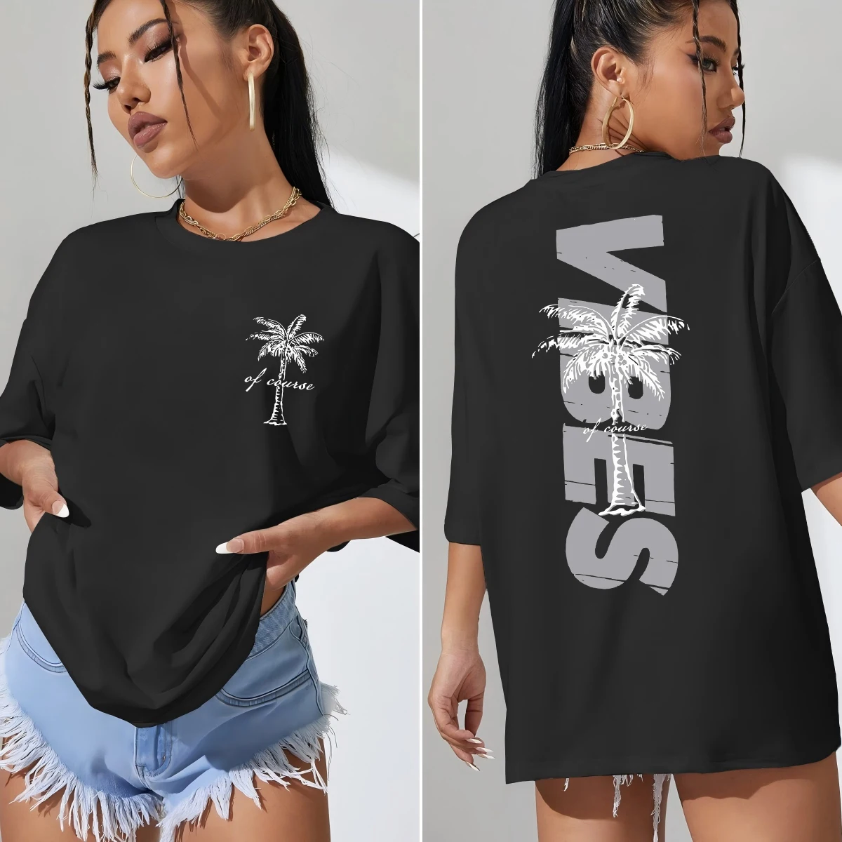 الصيف الشاطئ المشاعر شجرة جوز الهند طباعة تي شيرت المرأة متعدد الألوان ملابس كاجوال القطن تي شيرت س الرقبة تنفس