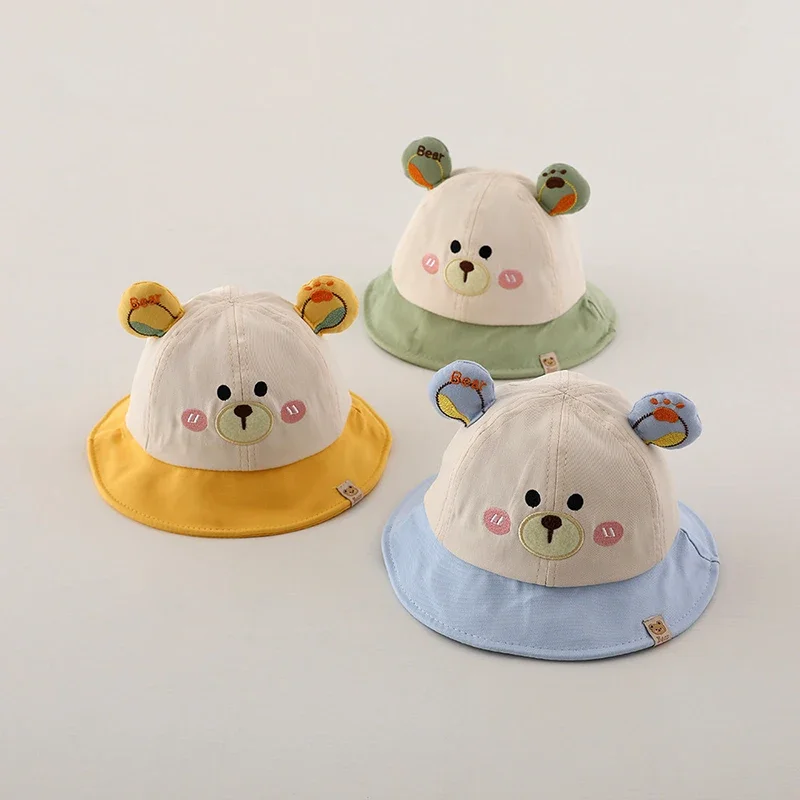 

Cute Cartoon Baby Sunshade Basin Cap Infant Fisherman Hat Boy Girl Kids Wide Brim Visors Children Bucket Hats