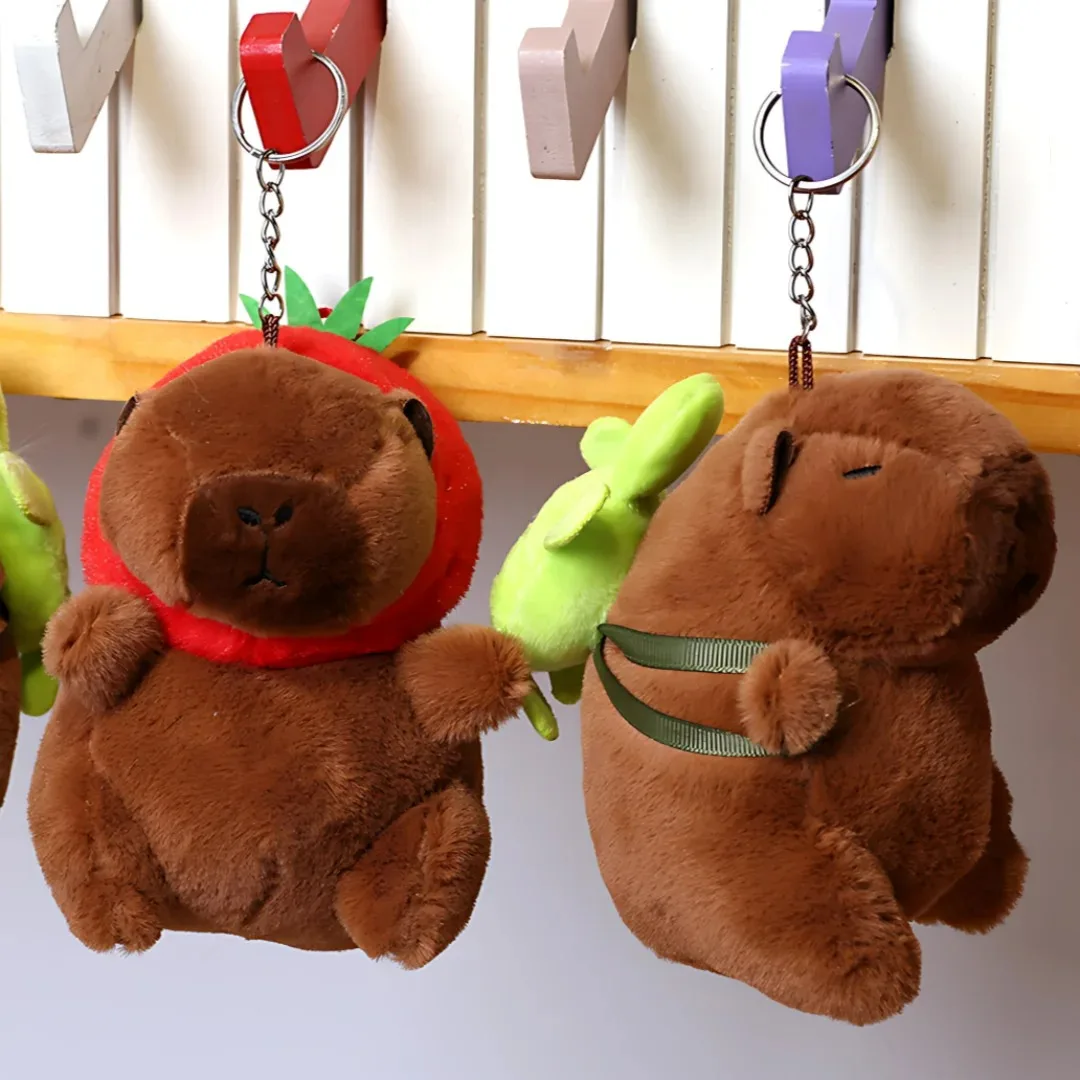 1-10Pcs Spit Bubble Capybara Plush Keychain Water Guinea Pig Doll Doll Pendant Student Backpack Charm Cute Car Key Chain Charm