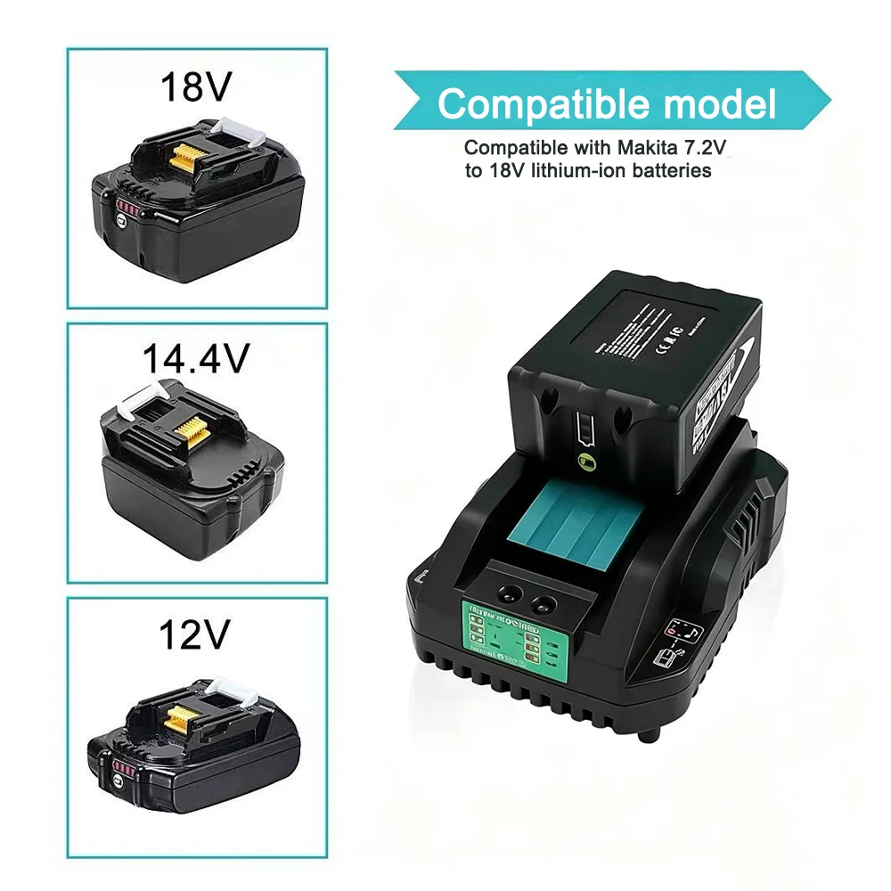 3A/4A MT Single Charge Battery Charger Compatible for Makita 14.4V-18V Lithium Ion Battery DC18RC Rapid Battery Charger Adapter