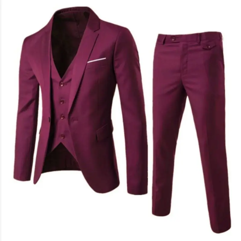 

HH109 Men's suit three-piece suit casual formal slim fit professional suit groom groomsmen wedding dress