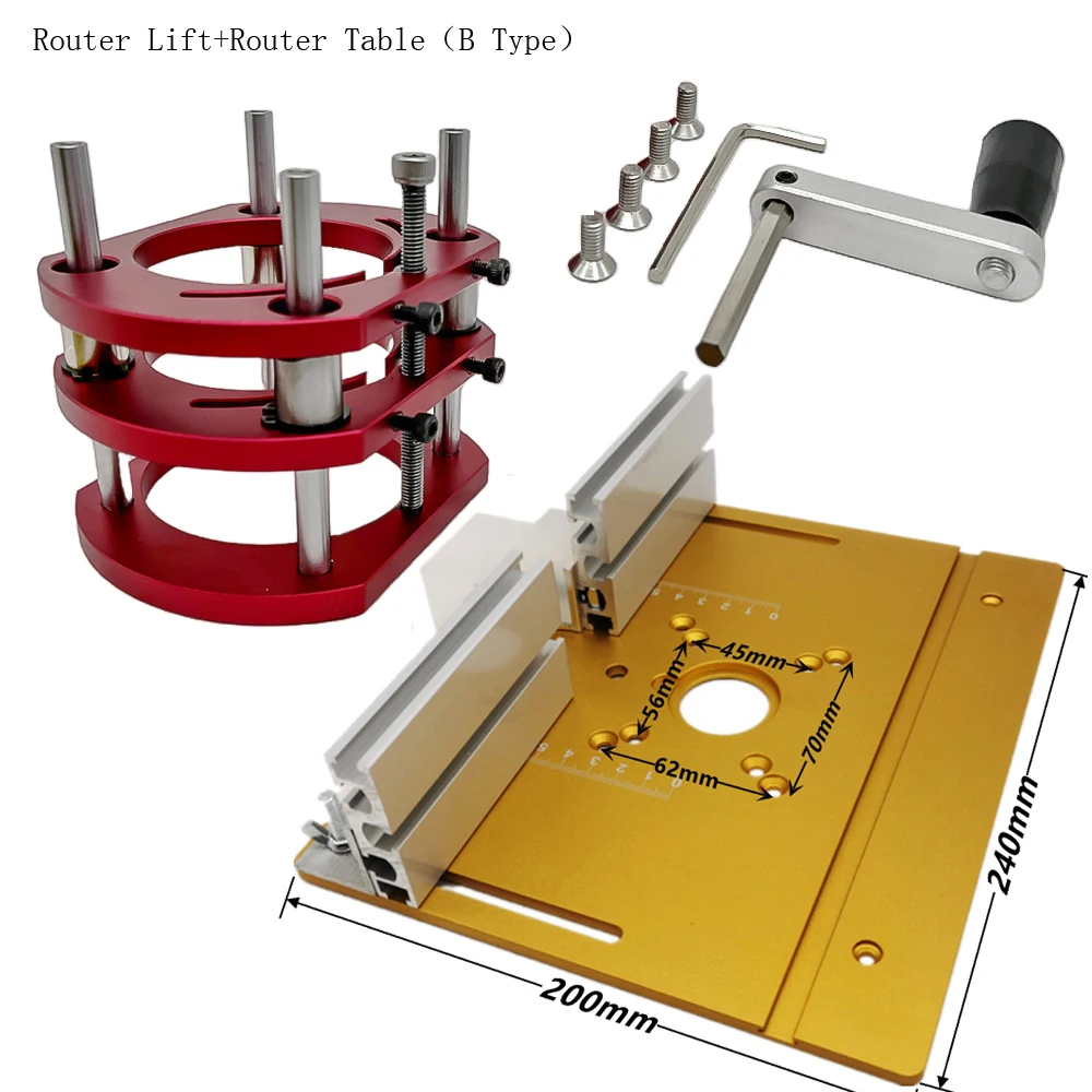 Woodworking Router Lift Table for 64-66mm Diameter Motor Aluminum Lifting Platform Stand for Engraving Trimming Machine