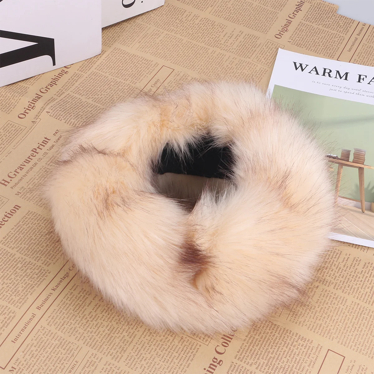 

Warm Headband For Women Thick Faux Hair Hoops Winter Hat Circle Beige Brown Hair Accessories Yoga Headwrap Sport Cap