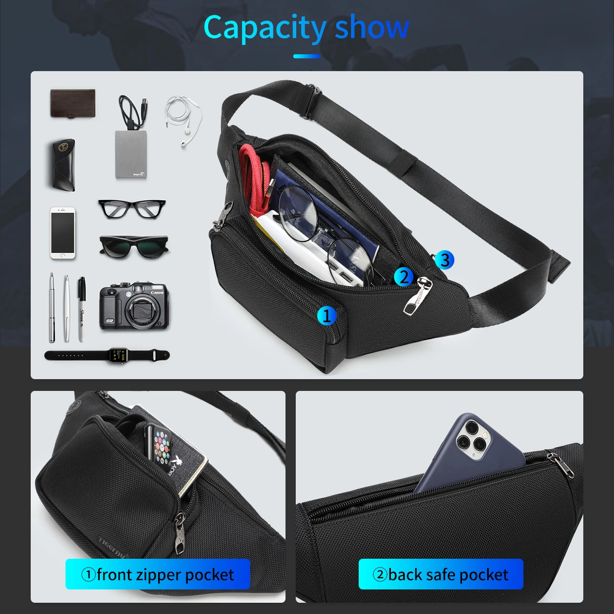 Lifetime Warranty New Men Waist Bags RFID Anti-theft Crossbody Bag Fashion Male Sling Bag High-quality Casual Chest Bags Handbag