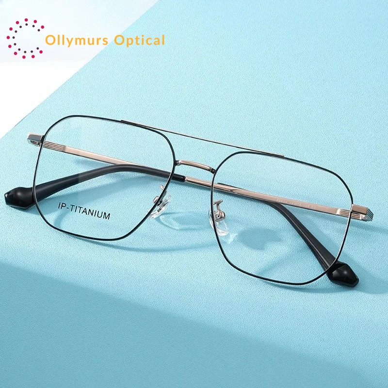 

OLLYMURS New Personalized Fashion Design Titanium Frame Men Women Anti-blue Light Reading Glasses Customizable Prescription 9843