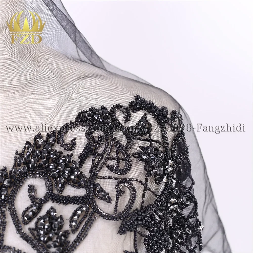 Imagem -06 - Fzd Peça Elegante Preto Manchas de Pedra e Strass para Vestidos de Casamento de Cristal Corpete de Noiva Faça Você Mesmo Acessórios Decorativos