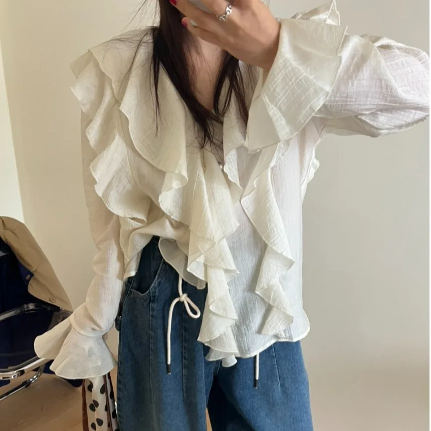 

2026 Summer New Chic Fashionable Versatile Loose Shirt Korean Style Wood Grain Casual Loose Breathable Women's Top