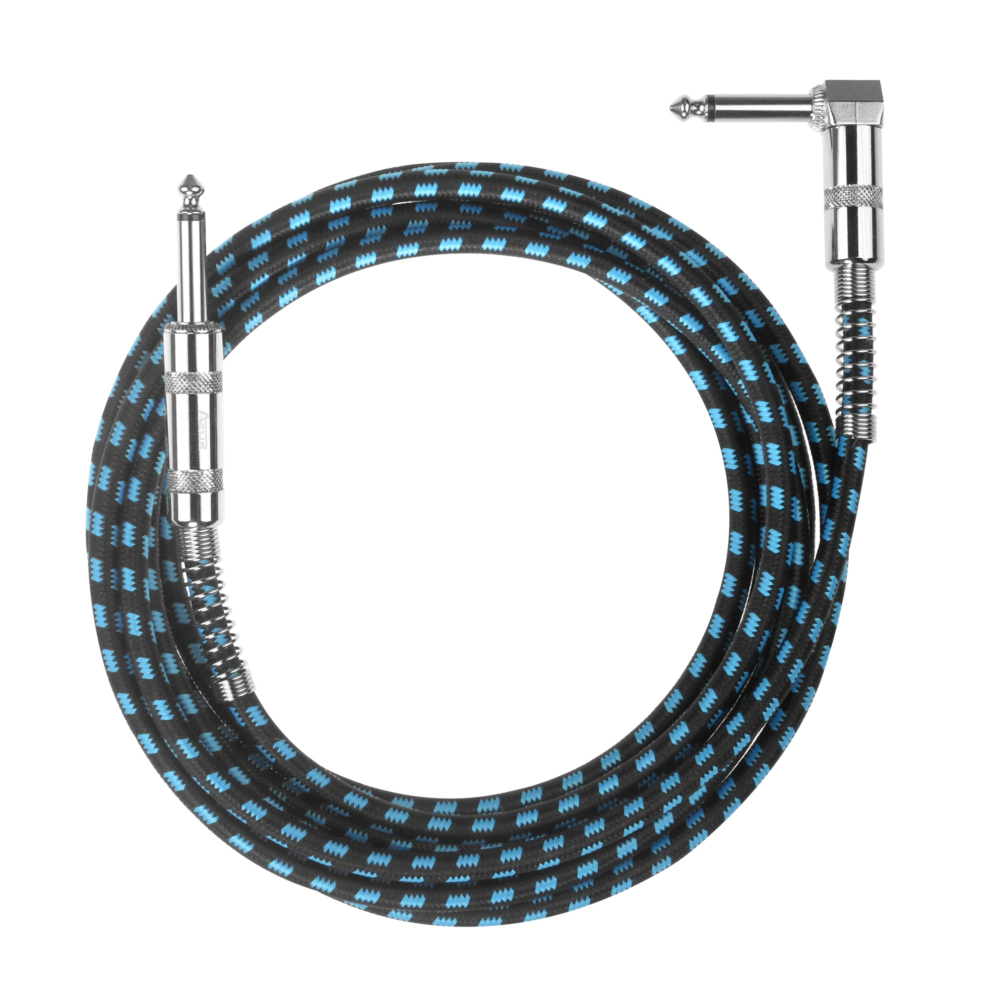 AZOR-Cable de Audio trenzado de 3 metros, Conector de guitarra blindado, Cable de reducción de ruido, accesorios de guitarra de Color azul