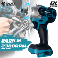 Electric Goddess Brushless Cordless Electric Screwdrive 520N.M Multifunction Impact Wrench Power Tool For Makita 18V Battery Pin