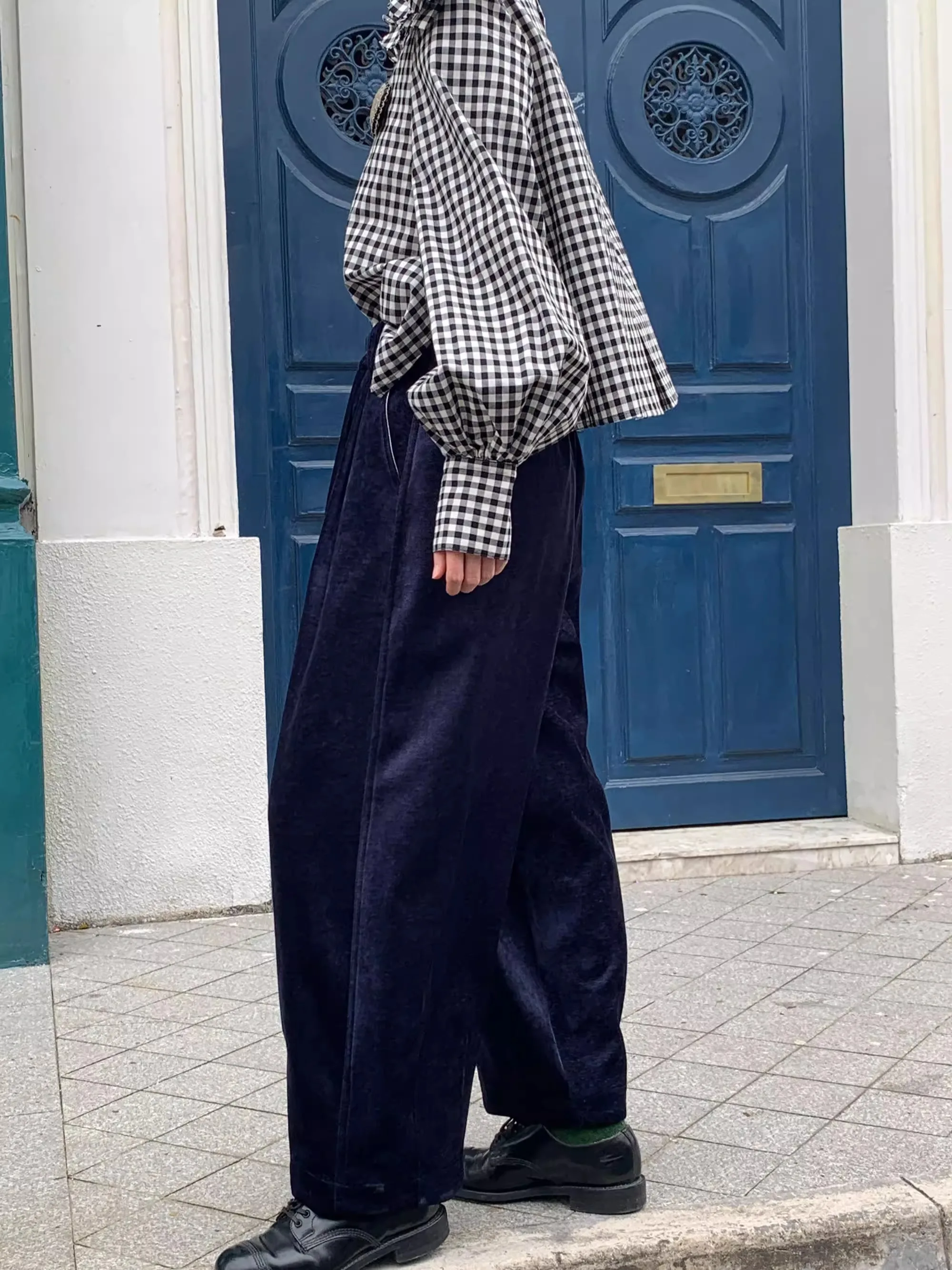 

Брюки WOKERKER в японском стиле, свободные, из вельвета, универсальные, повседневные, длинные, с высокой талией, прямые, из полиэфирного волокна